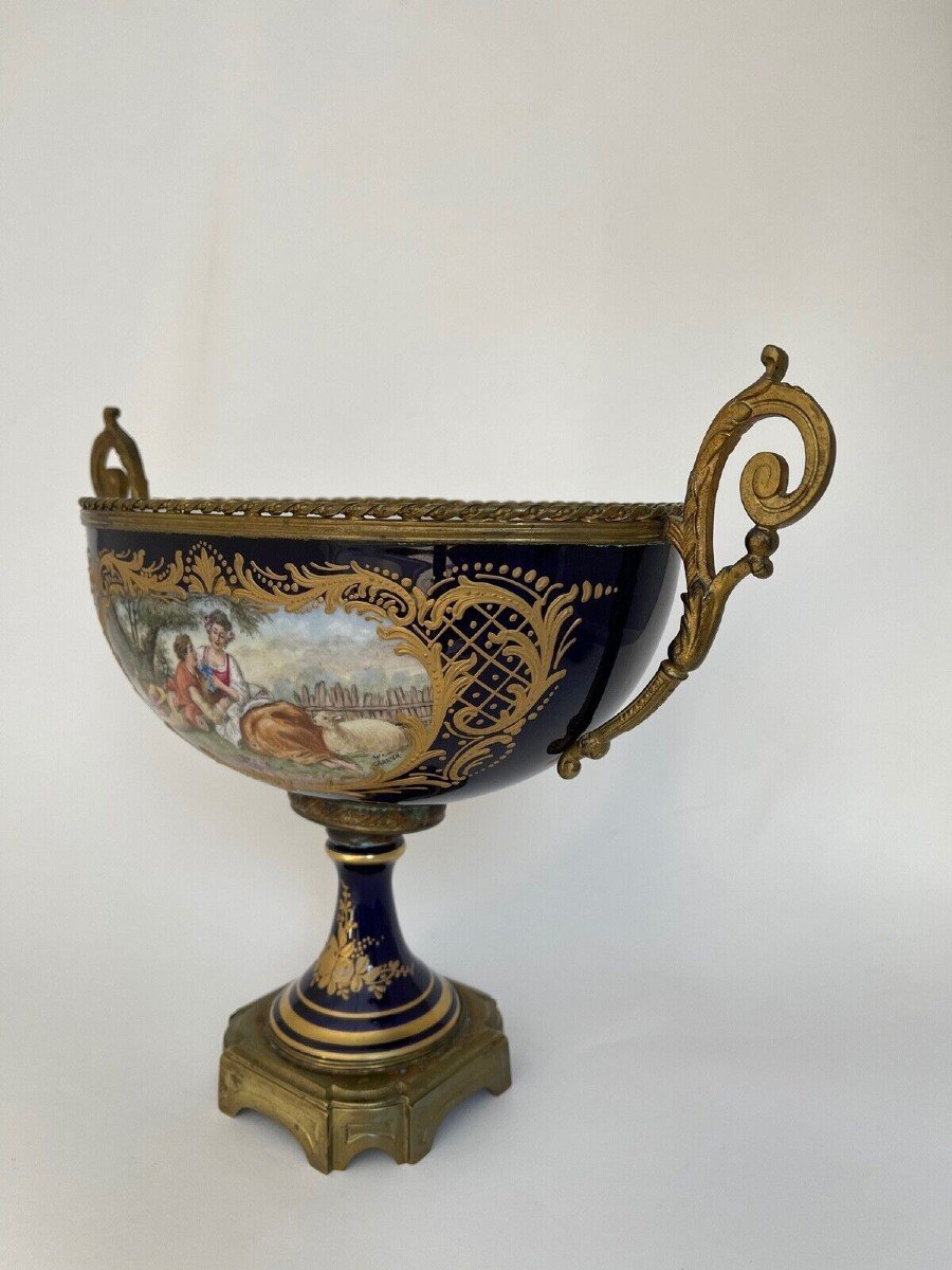 Coupe bronze porcelaine de Paris Sèvres rehaussée or Napoléon III Garnier-photo-4