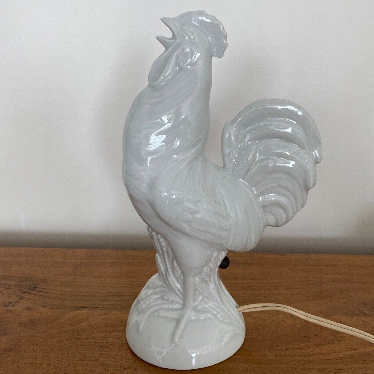 Night Light Representing A Rooster 1930 Porcelain From Limoges France-photo-2