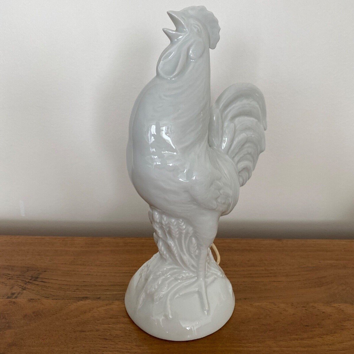 Night Light Representing A Rooster 1930 Porcelain From Limoges France-photo-3