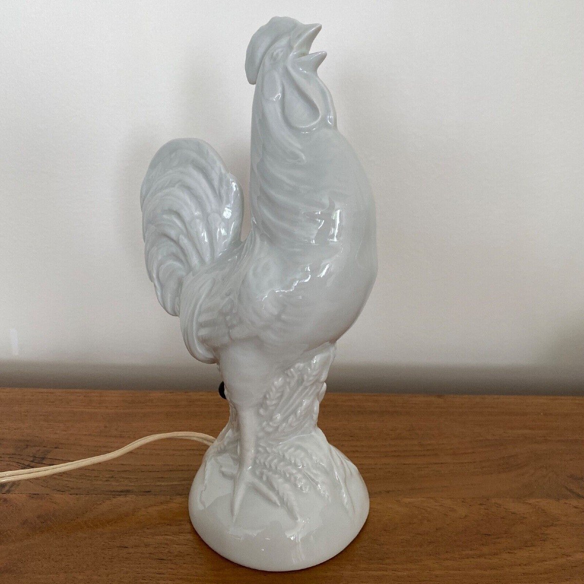 Night Light Representing A Rooster 1930 Porcelain From Limoges France-photo-4