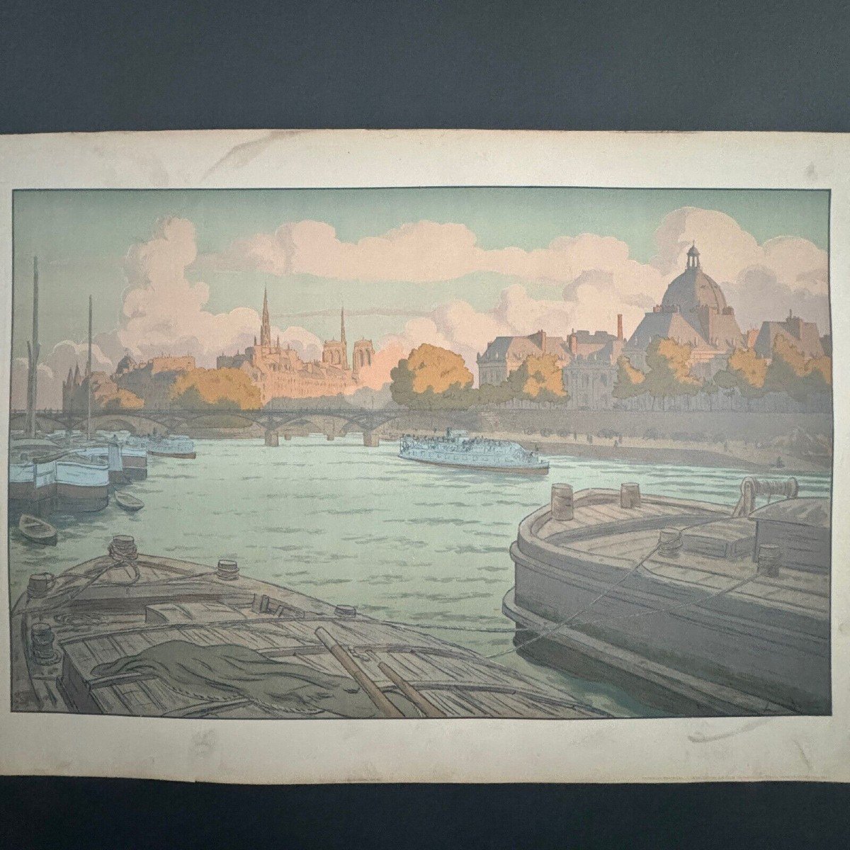 Lithograph By Henri Rivière Parisian Landscapes The Institute And The City-photo-2