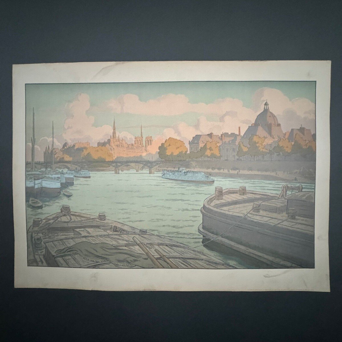 Lithograph By Henri Rivière Parisian Landscapes The Institute And The City