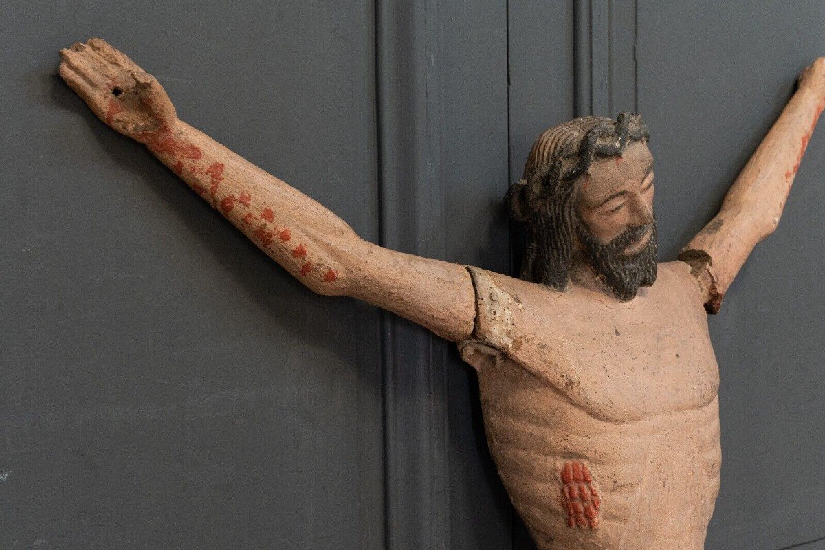 Christ en bois sculpté du XVe polychromie sud de la France-photo-4