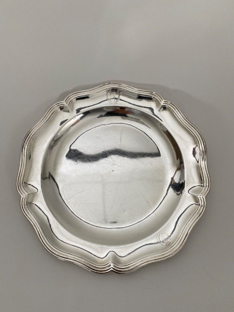 Solid Silver Dish, 18th Century Filet Model, Farmers General Monogram