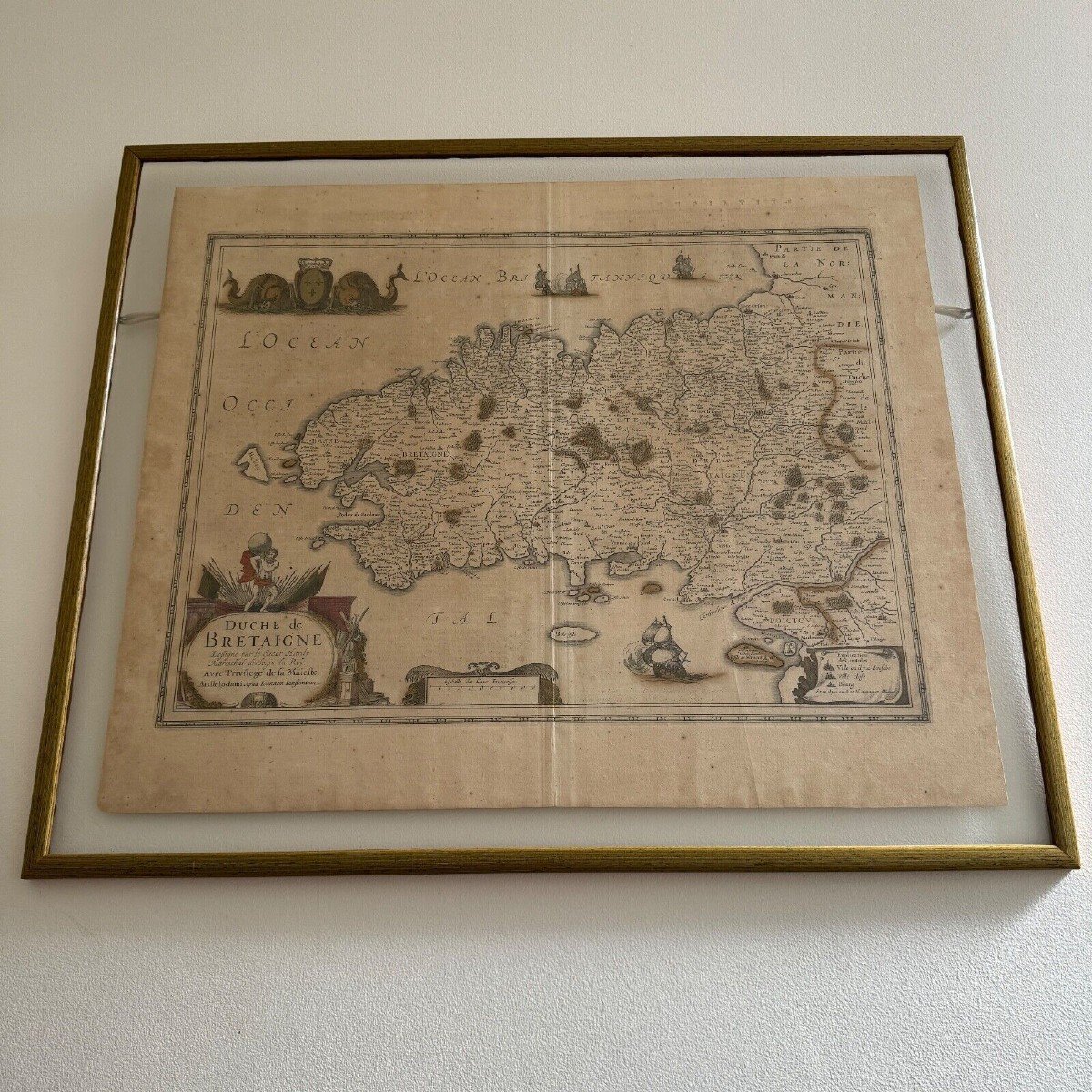 Carte ancienne sous verre duché de Bretagne 1632 Joannes Janssonius-photo-2