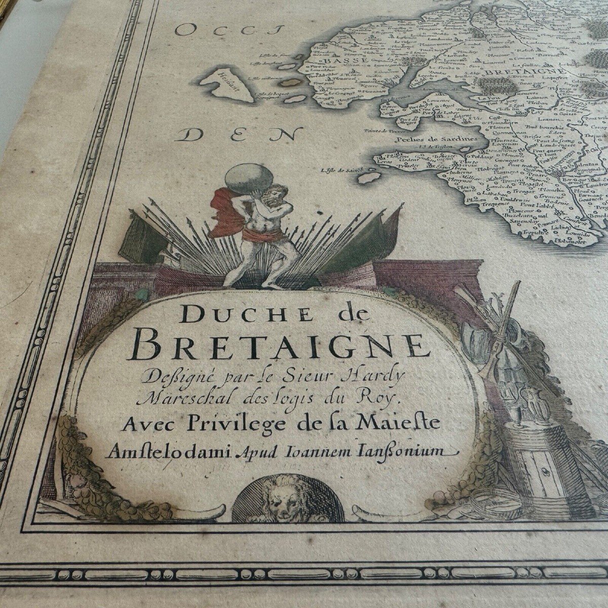 Carte ancienne sous verre duché de Bretagne 1632 Joannes Janssonius-photo-4