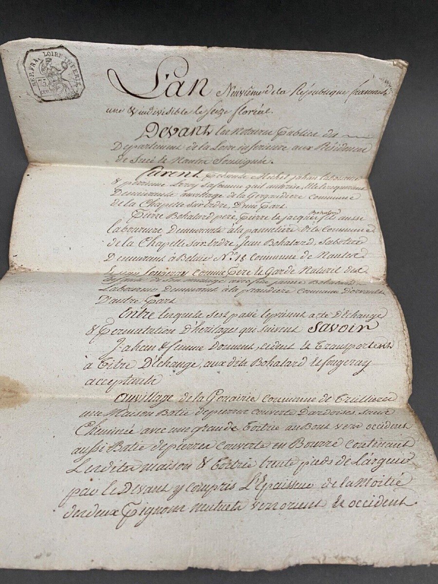 Important lot d'actes notariés du début du XIXe manuscrits avec cachets-photo-7