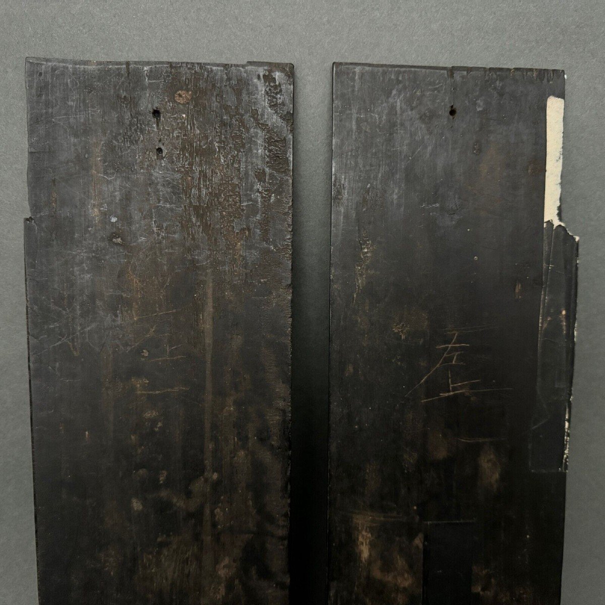 Pair Of Chinese Panels In Blackened Wood Inlaid With Mother-of-pearl-photo-8