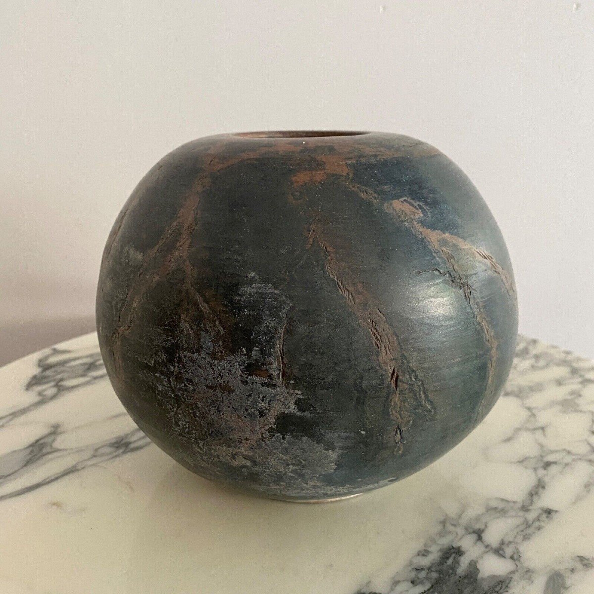 Vase en céramique par Loul Combres XXe forme boule-photo-4