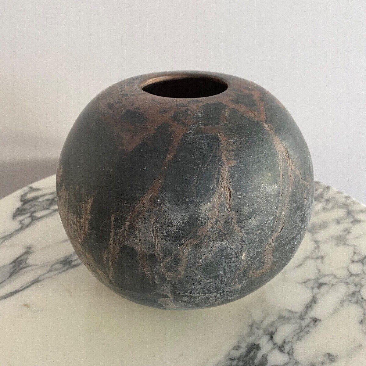 Ceramic Vase By Loul Combres 20th Century Ball Shape