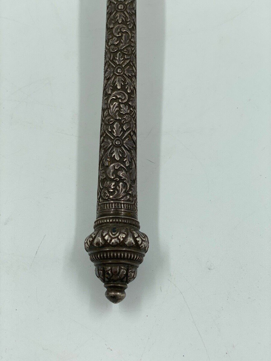 Chinese Silver Spoon Decorated With Foliage Late 19th Century-photo-2