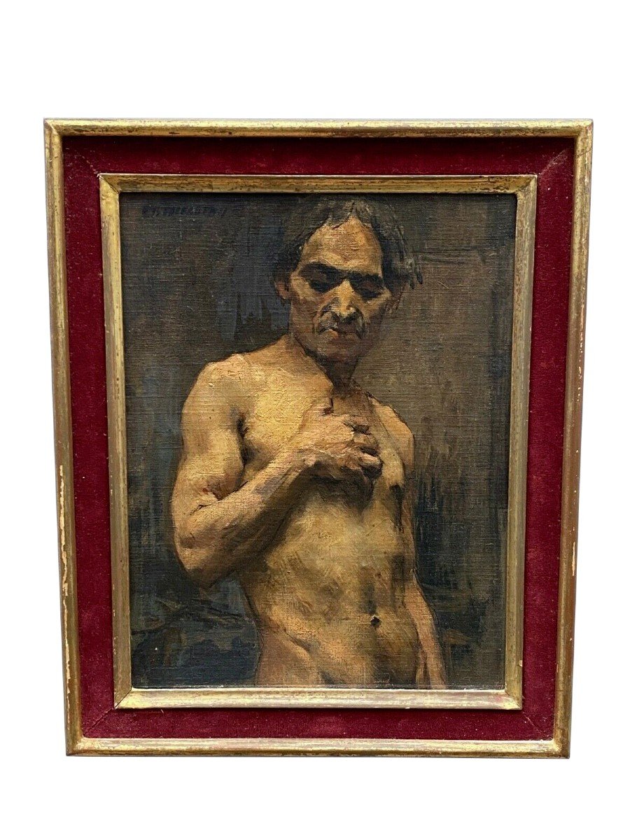 Oil On Panel By Alain Beaufreton Academic Nude Male