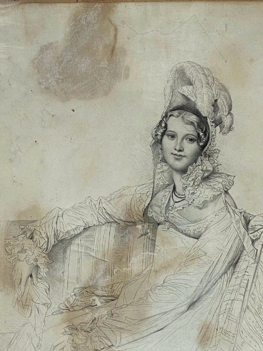 Engraving Jean Coraboeuf Madame Destouches Drawn By Ingres-photo-3