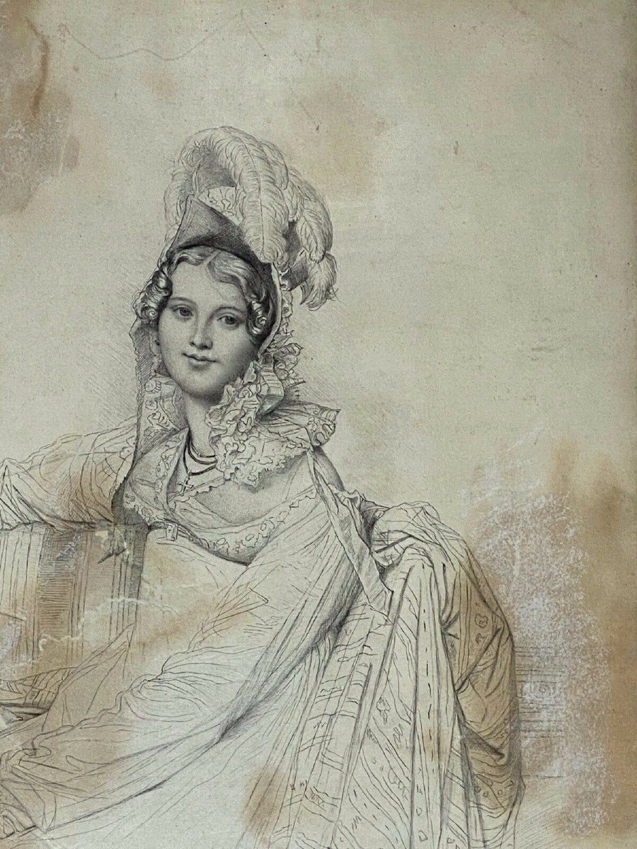 Engraving Jean Coraboeuf Madame Destouches Drawn By Ingres-photo-4