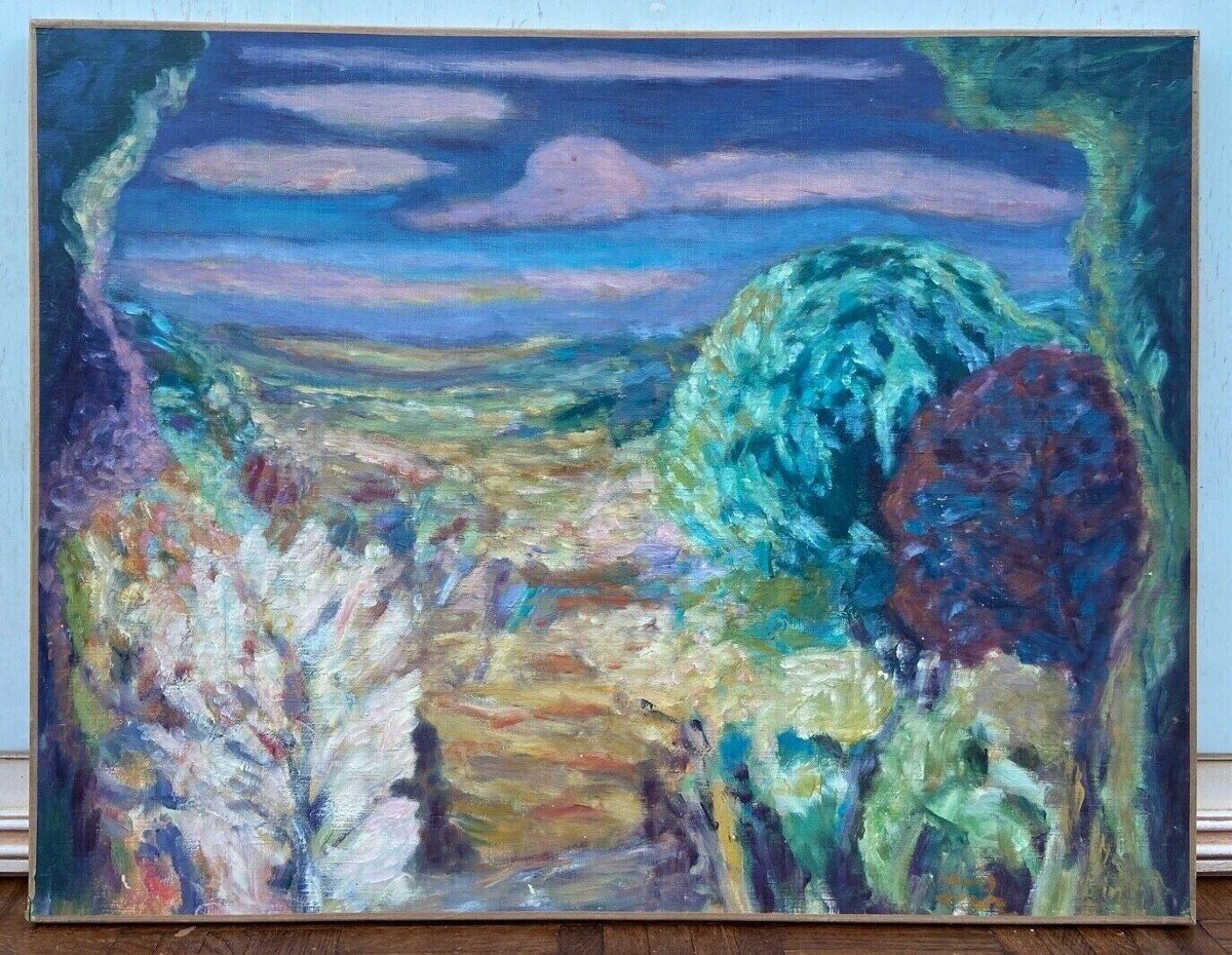 Oil On Canvas Signed David Arué Impressionist Landscape