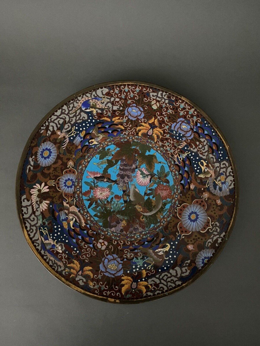 Plat en émaux cloisonné XIXe Japon Chine -photo-2