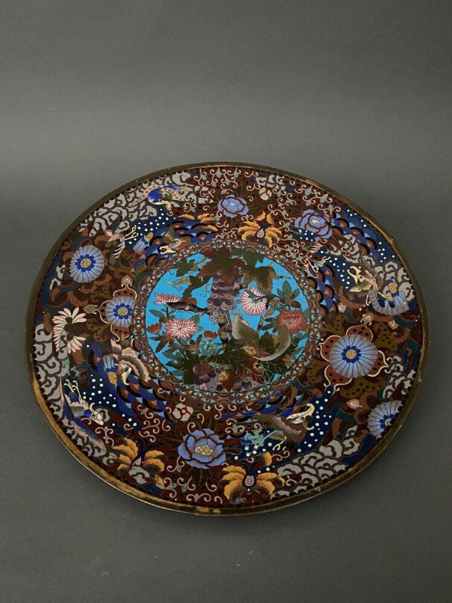 Plat en émaux cloisonné XIXe Japon Chine 