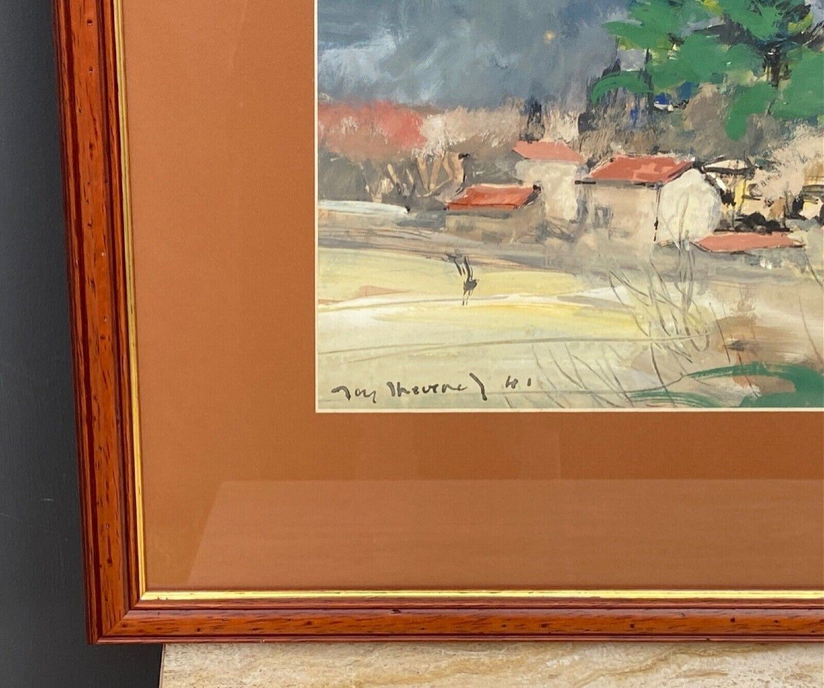 Aquarelle sur papier par Jacques Thévenet paysage du Sud 1941-photo-2