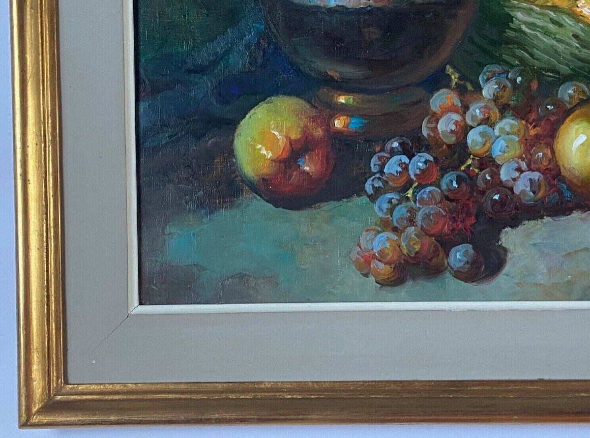 Huile sur toile nature morte aux fruits 1950-photo-2