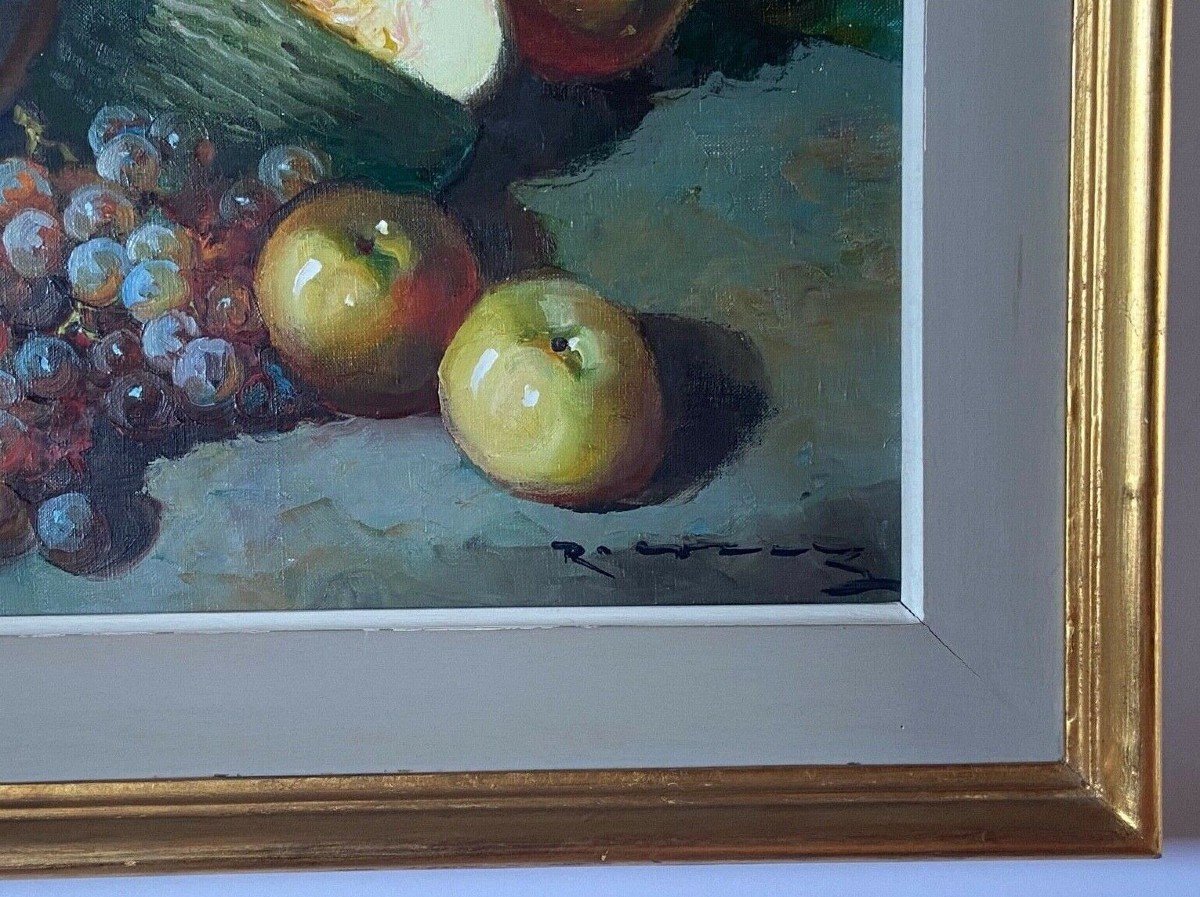 Huile sur toile nature morte aux fruits 1950-photo-3