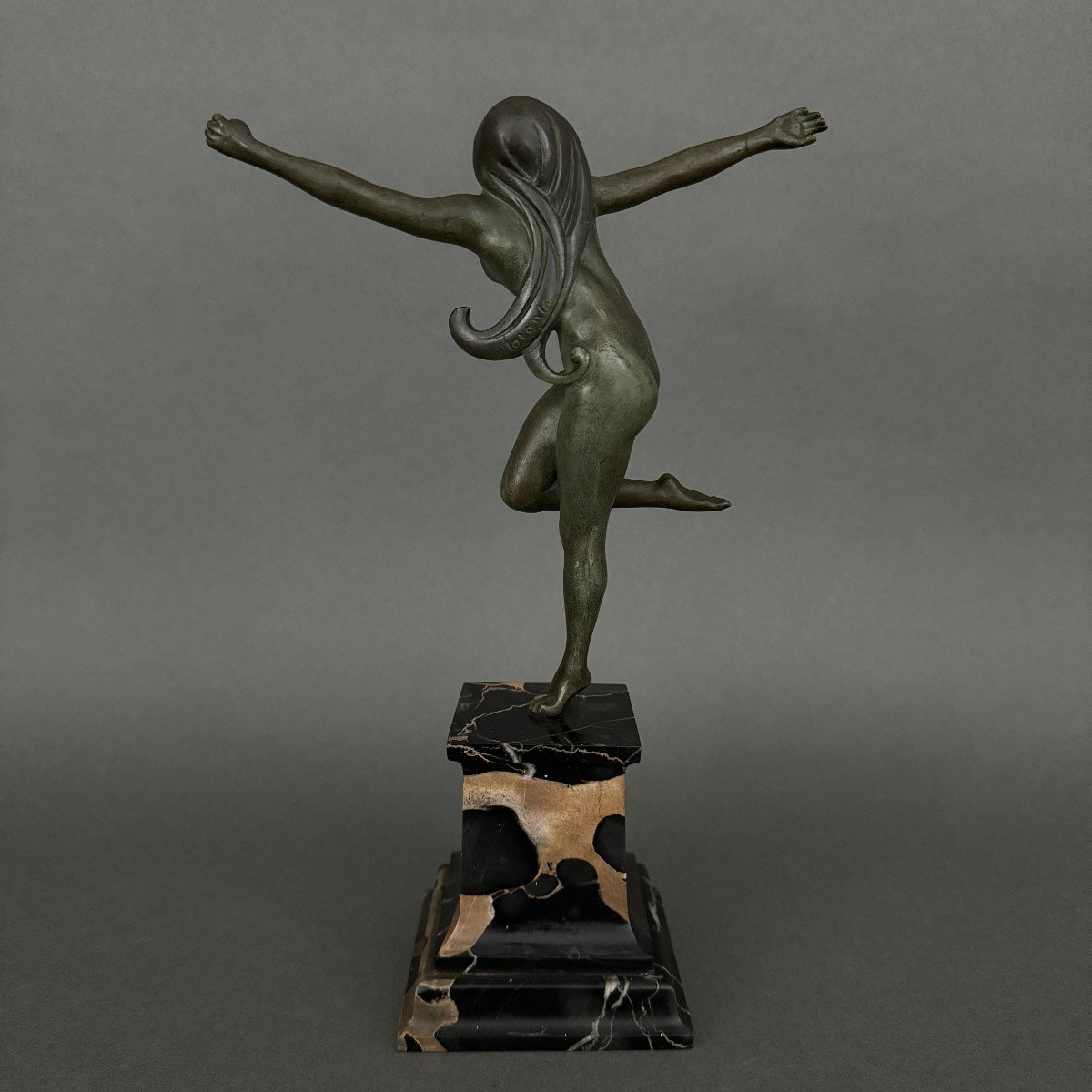 Danseuse Art Déco 1930 par Morante bronze à patine verte-photo-3