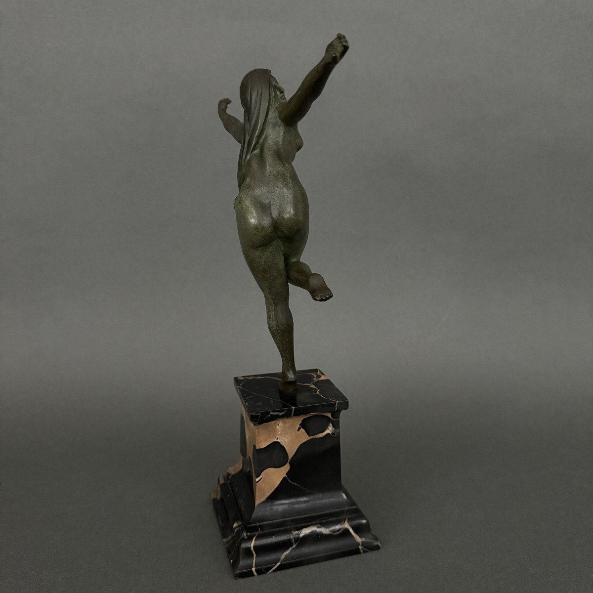 Danseuse Art Déco 1930 par Morante bronze à patine verte-photo-4