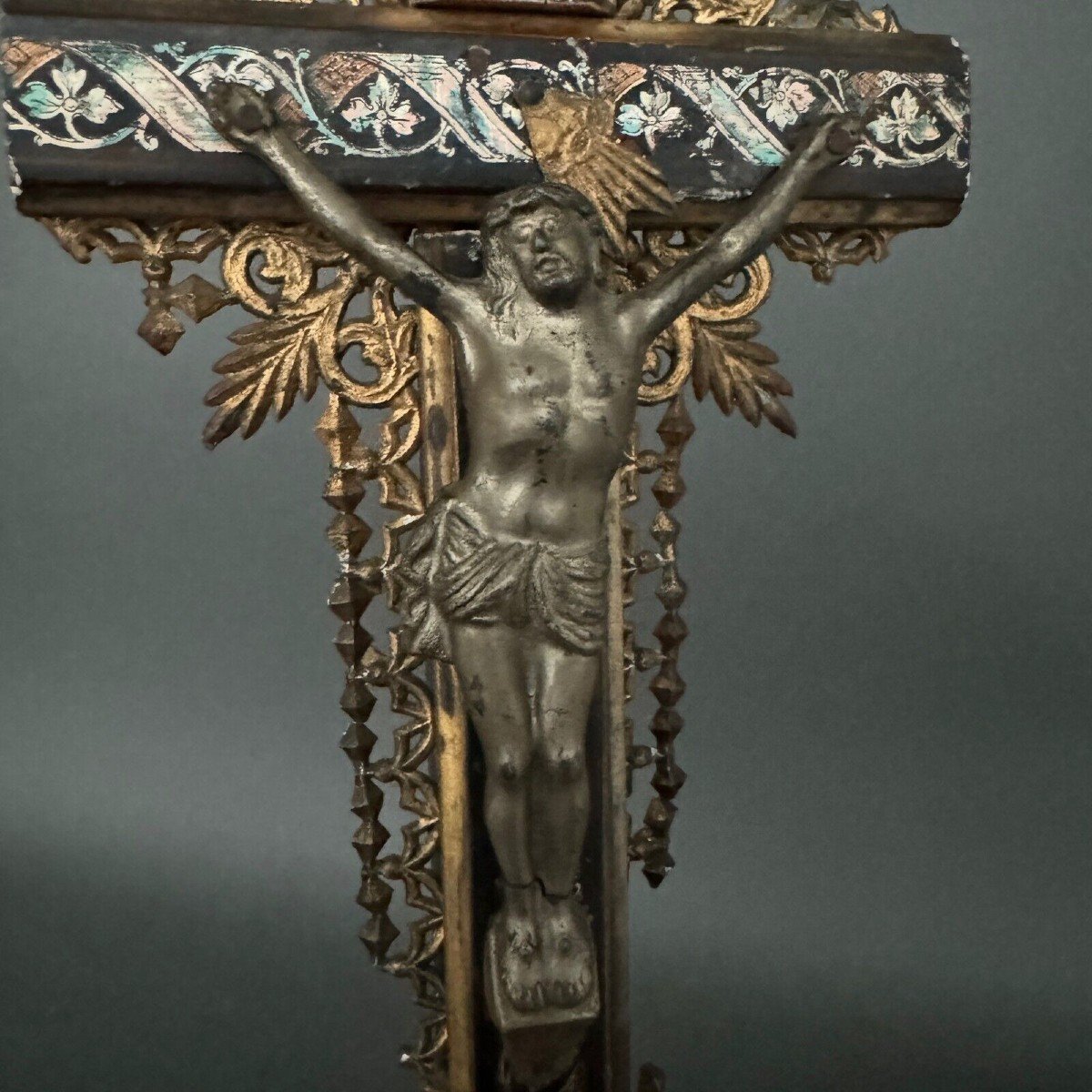 Crucifix Napoleon III Louis XIV Cross In Carved Wood And Bronze-photo-8