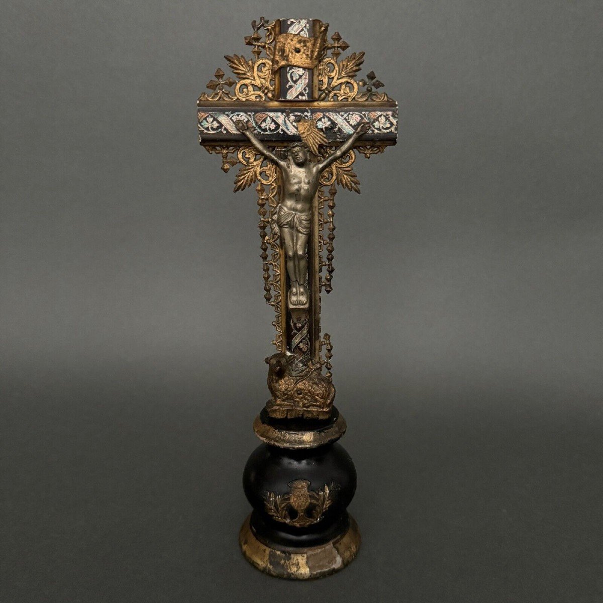 Crucifix Napoleon III Louis XIV Cross In Carved Wood And Bronze