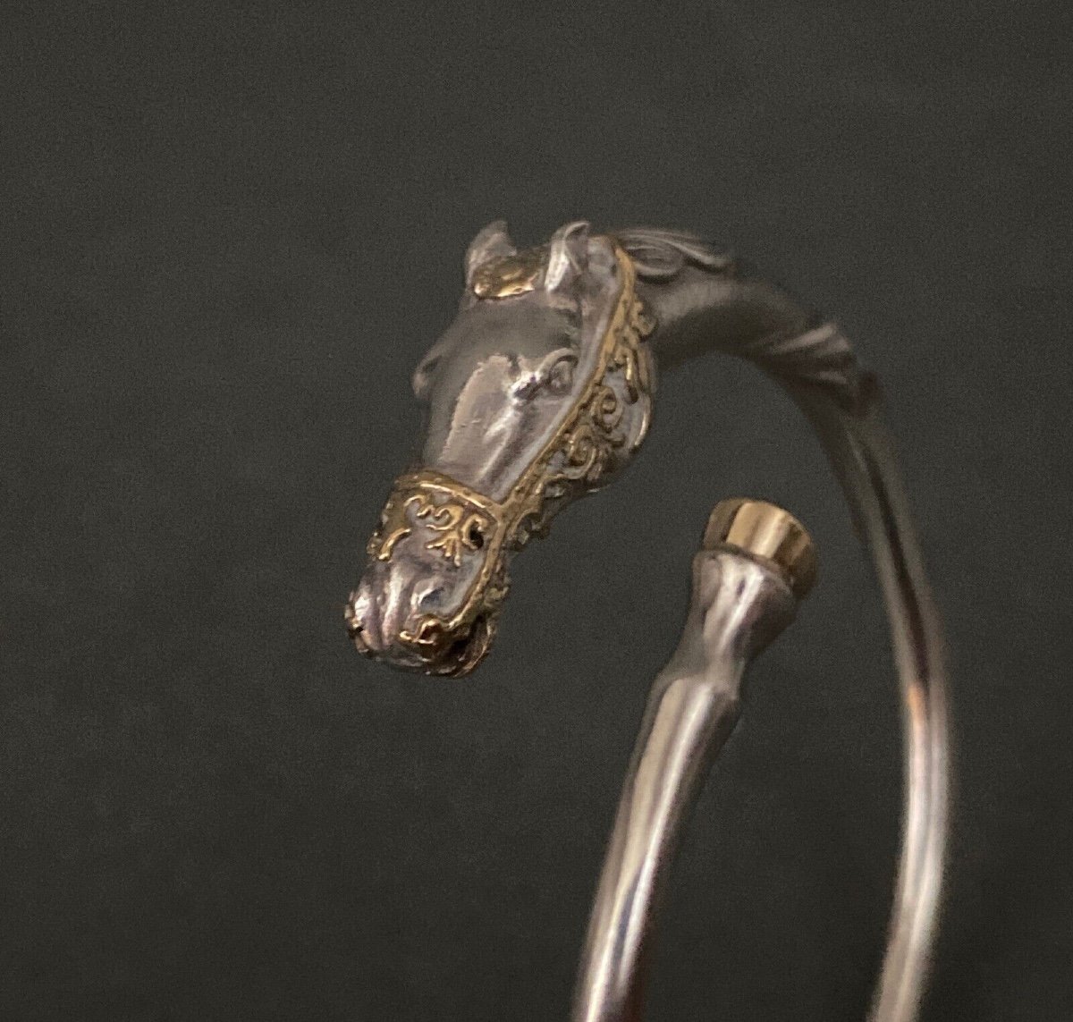 Arthus Bertrand Horse Head Solid Silver And Gold Bracelet-photo-3