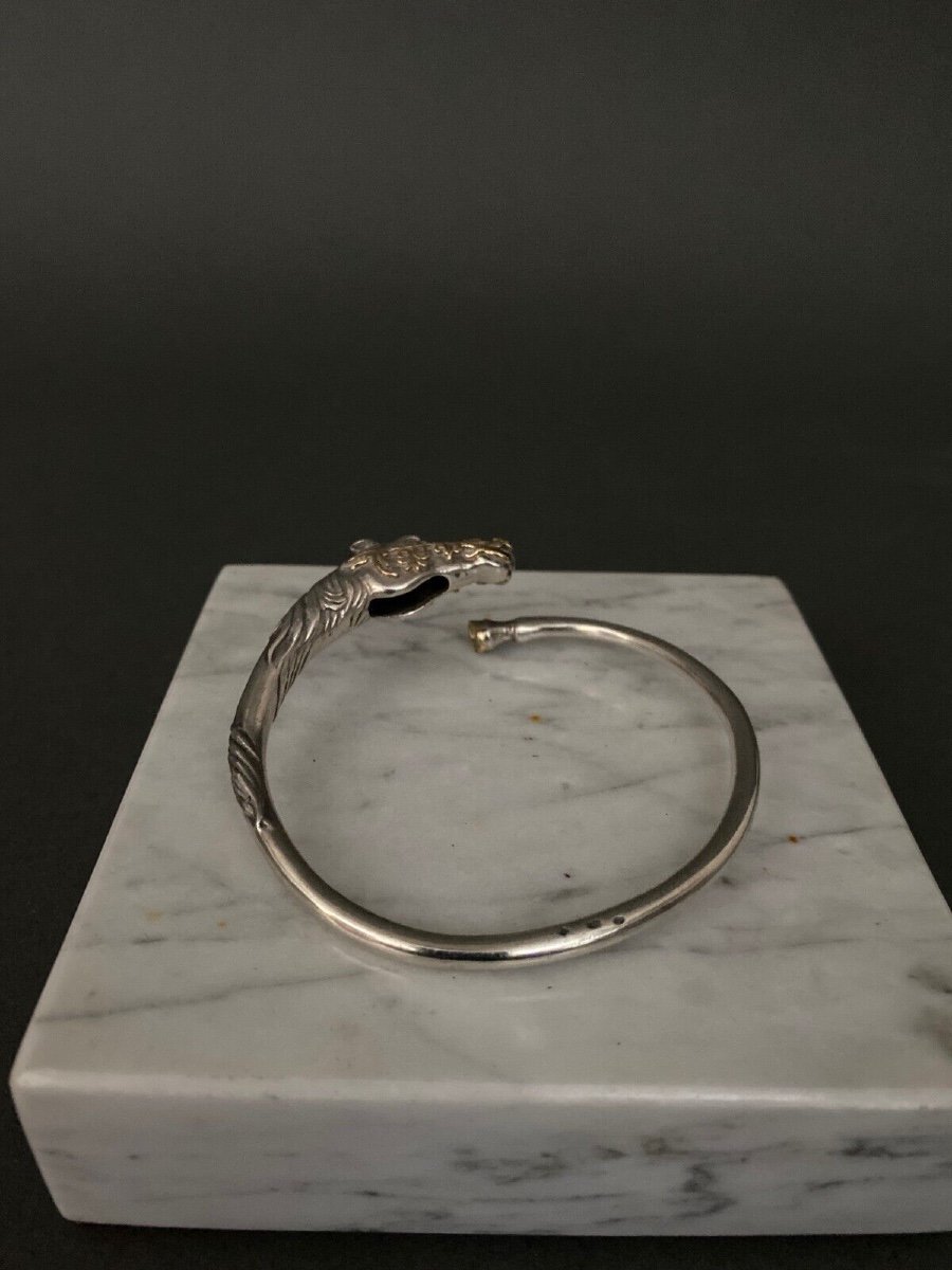 Arthus Bertrand Horse Head Solid Silver And Gold Bracelet-photo-2