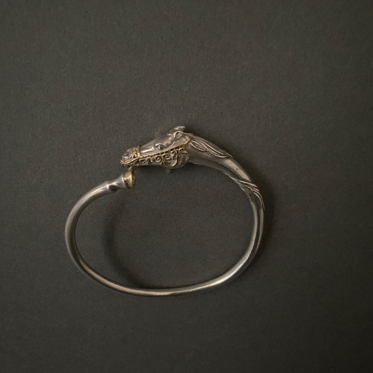 Arthus Bertrand Horse Head Solid Silver And Gold Bracelet-photo-7