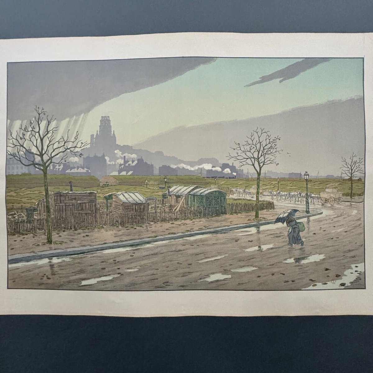 Lithograph Henri Rivière The Butte Montmartre Seen From The Fortifications-photo-2