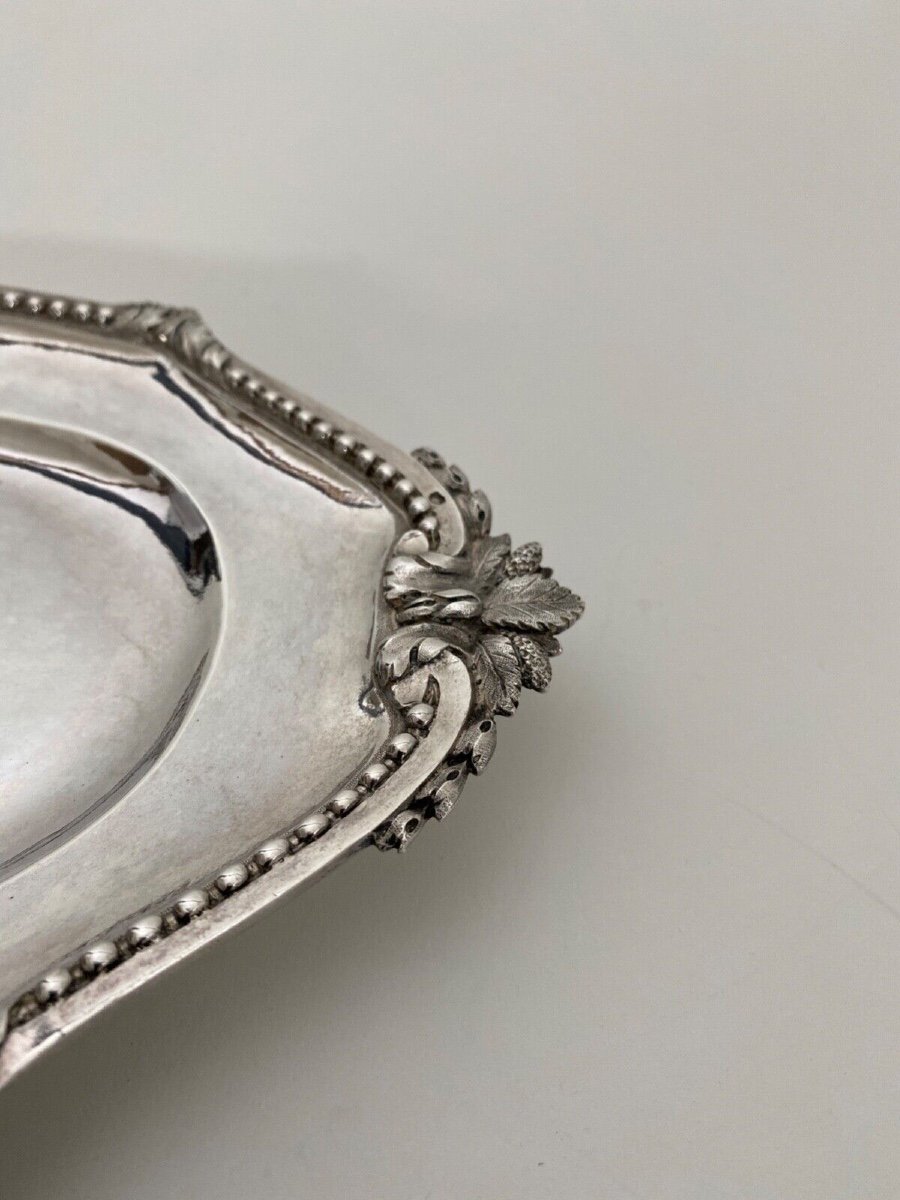 18th Century Silver Tray With Pearls, Farmers General Coat Of Arms, 317 Grams-photo-2