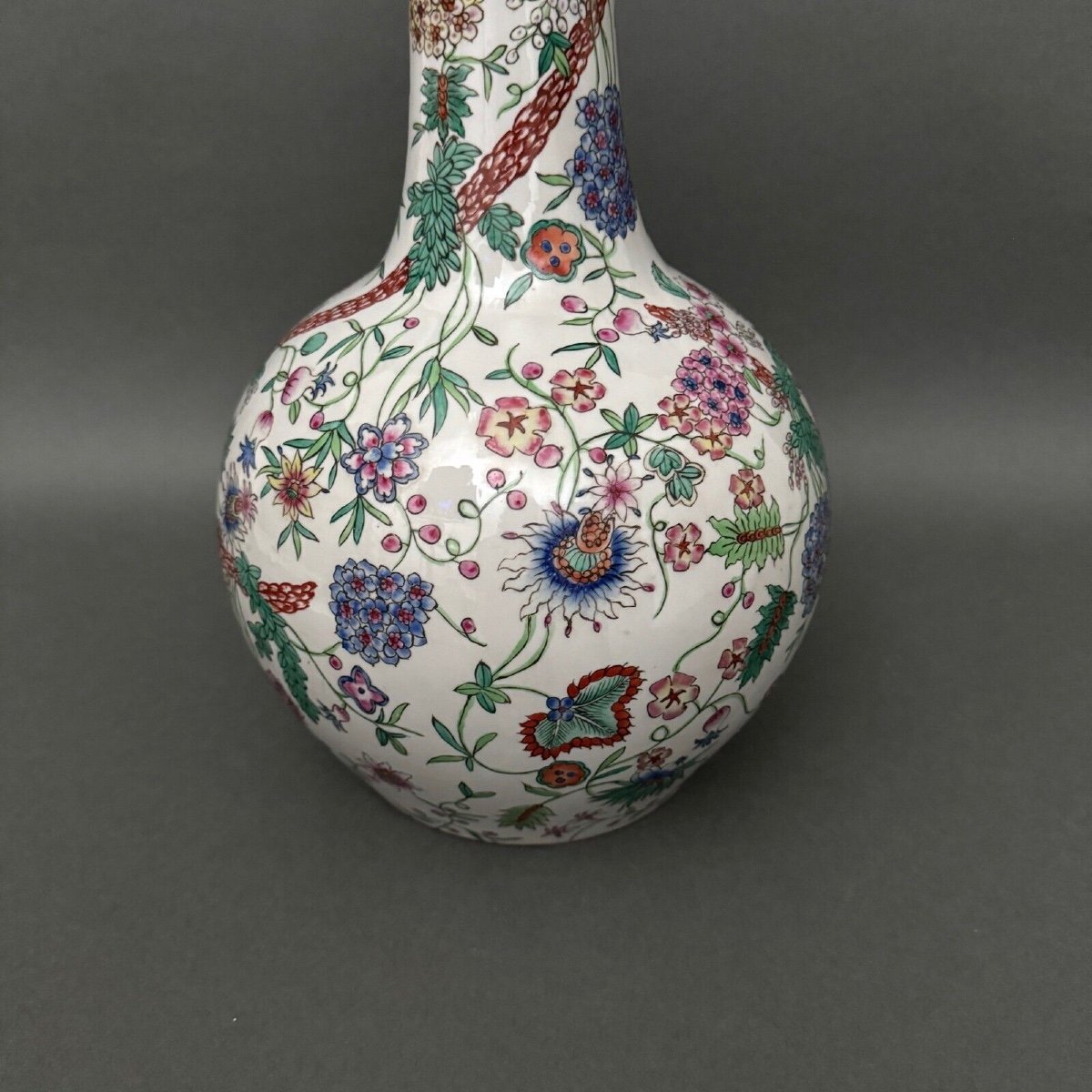 European Vase In The Chinese Style, Plant Decoration, Gourd Shape, Early 20th Century-photo-6