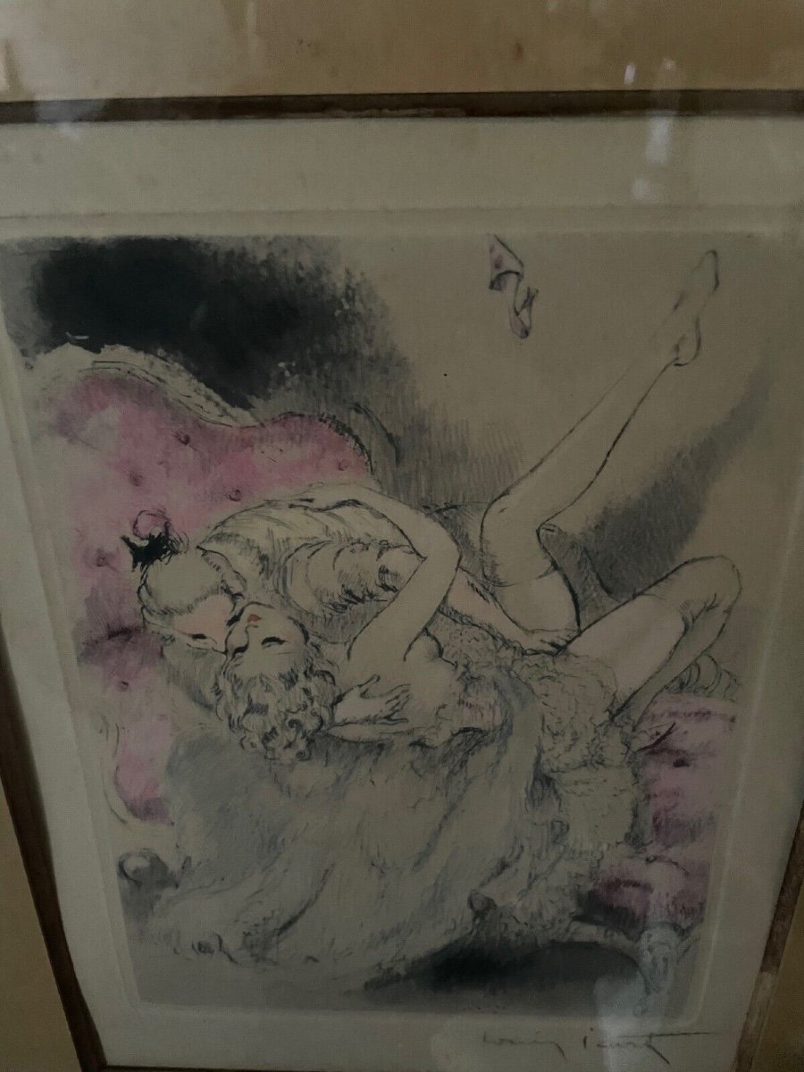 Lithograph By Louis Icart Representing An Erotic Couple 20th Century-photo-3