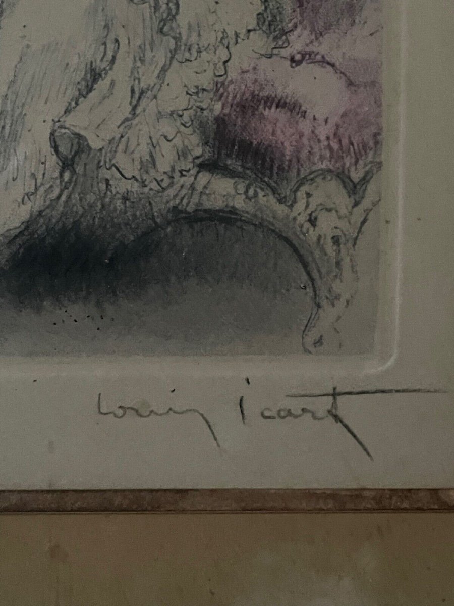 Lithograph By Louis Icart Representing An Erotic Couple 20th Century-photo-1