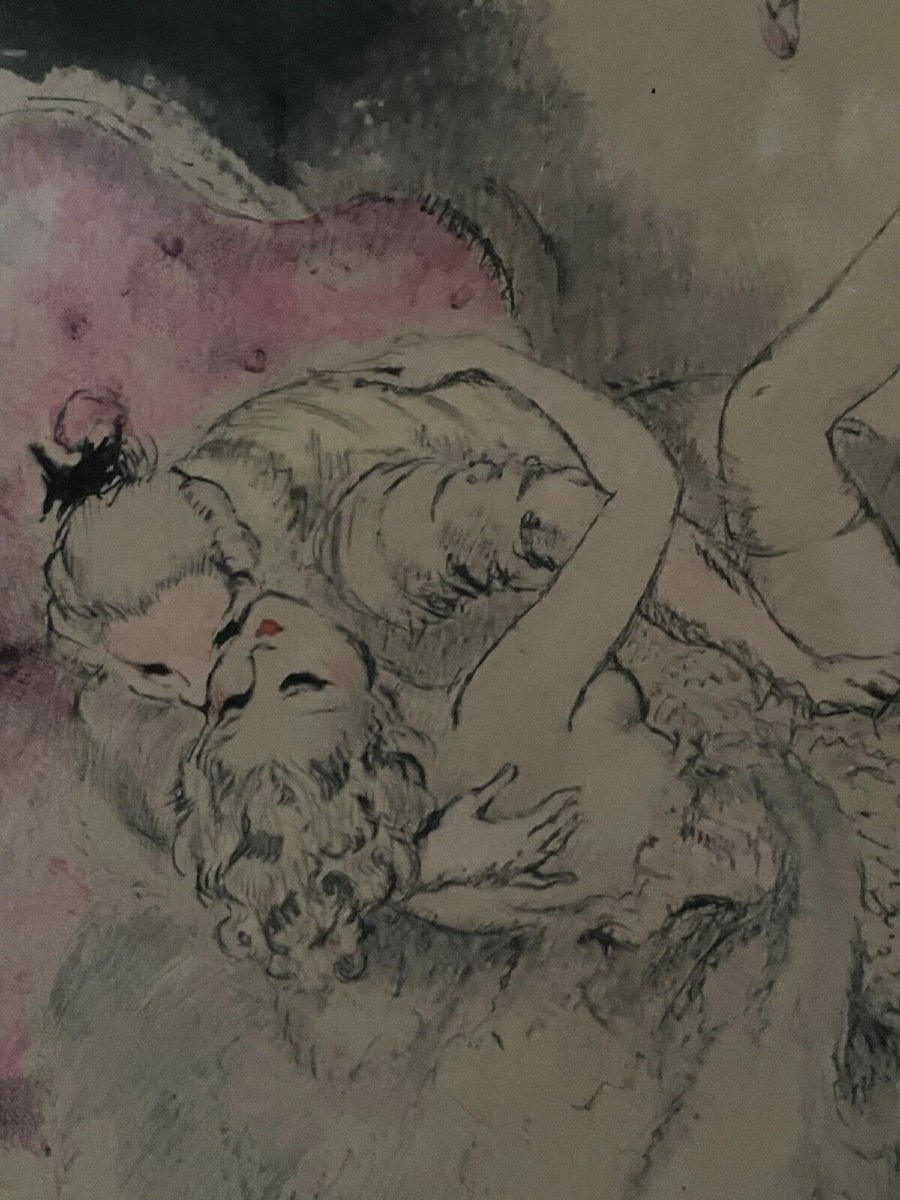 Lithograph By Louis Icart Representing An Erotic Couple 20th Century-photo-2