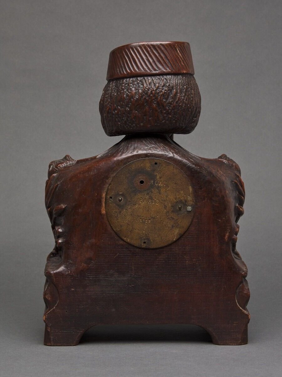 Richly Ornamented Carved Wooden Clock 19th Century Chinese Sage-photo-2