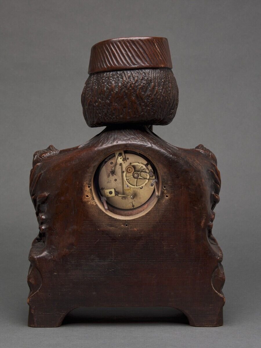 Richly Ornamented Carved Wooden Clock 19th Century Chinese Sage-photo-5