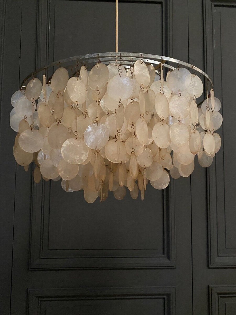 Fun Verner Panton Chandelier In Mother-of-pearl-photo-4