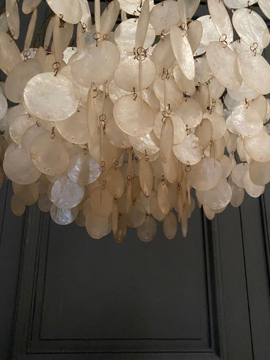 Fun Verner Panton Chandelier In Mother-of-pearl-photo-1