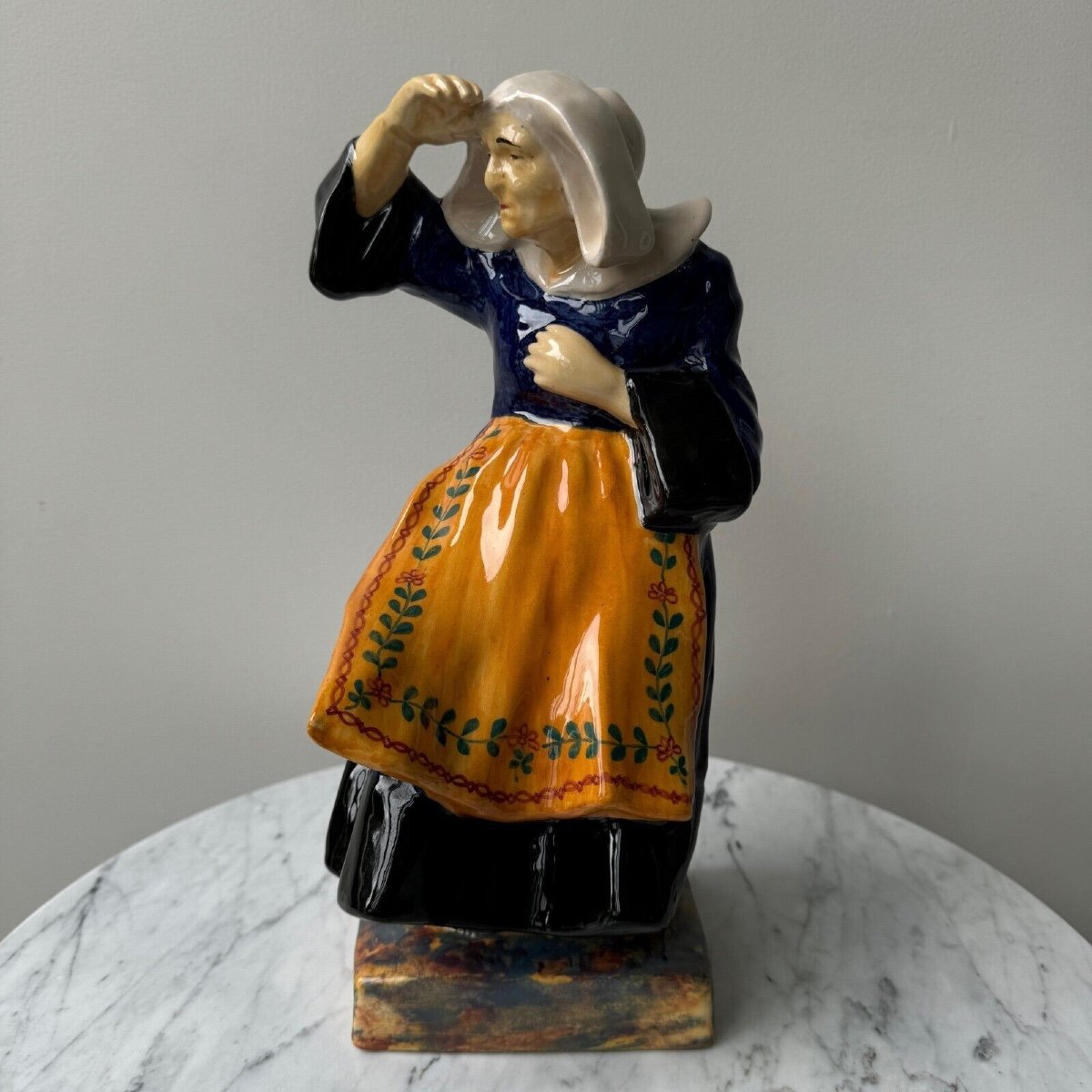 20th Century Earthenware Subject By Yvon Roy Representing A Breton Woman