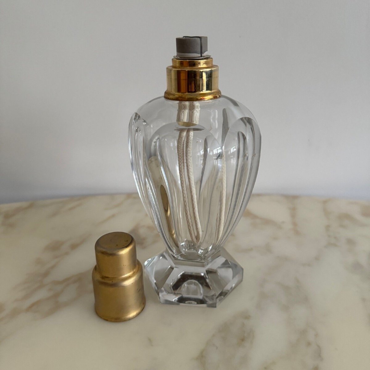 20th Century Baccarat Lampe Berger With Cut Sides-photo-4