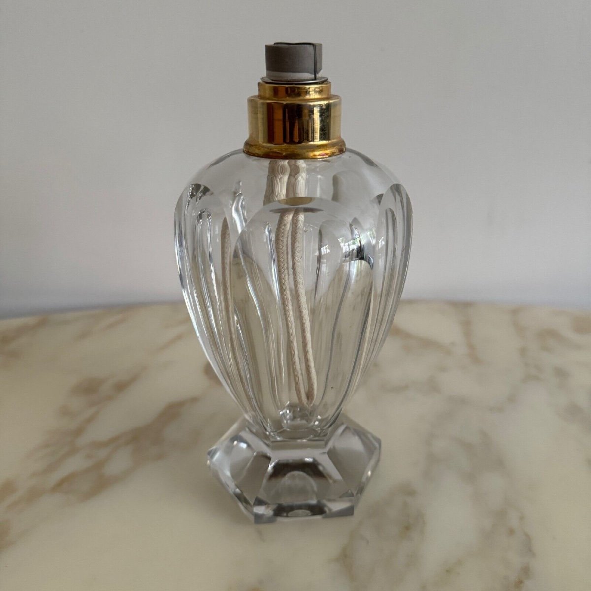 20th Century Baccarat Lampe Berger With Cut Sides-photo-3