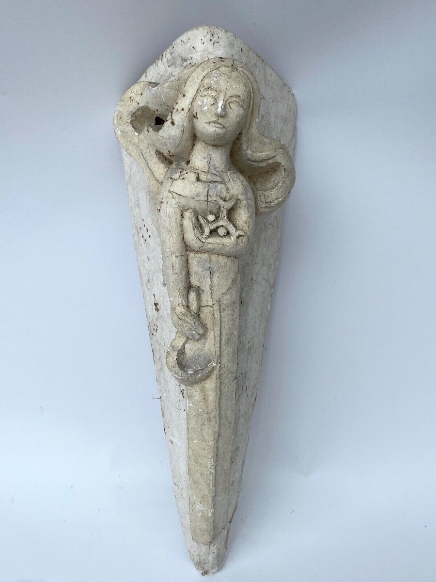 Plaster Applique Mermaid 1940 Sickle Bas-relief Artist's Studio