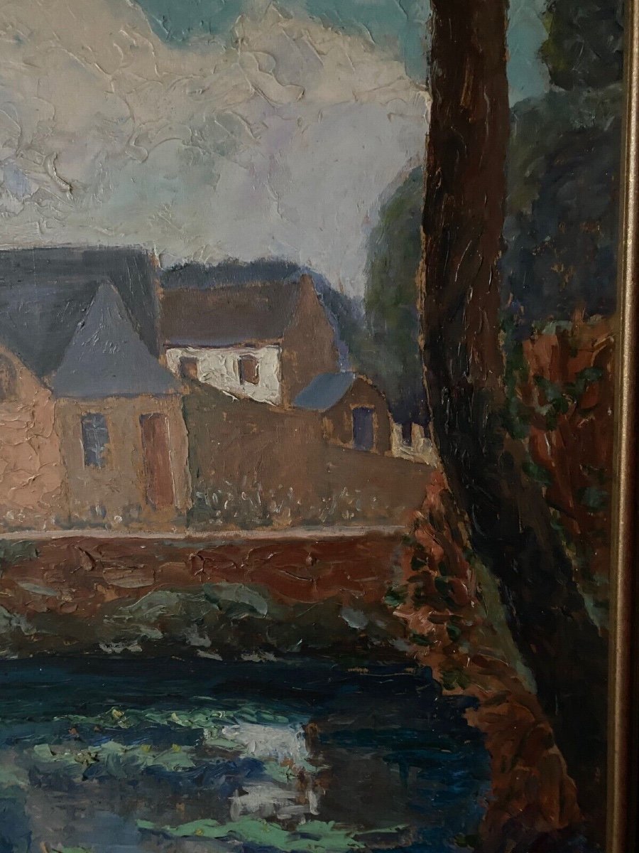 Oil On Panel By Coran d'Ys 20th Century Representing A Church-photo-4