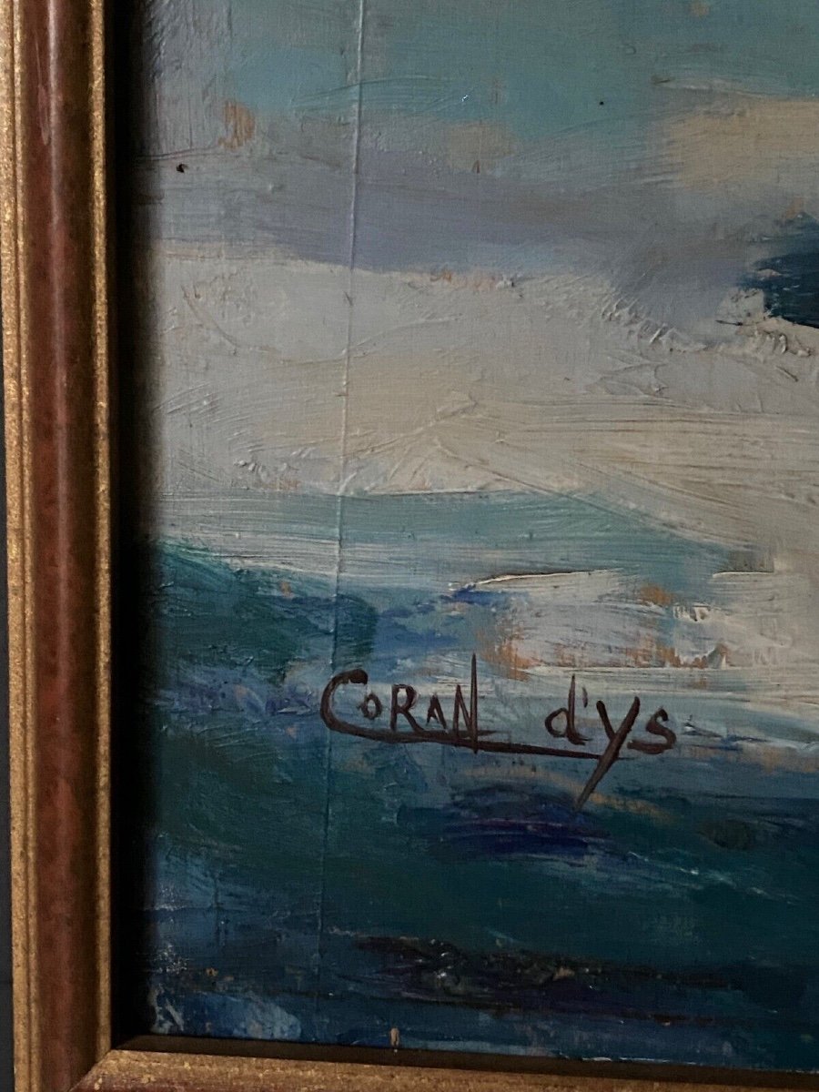 Oil On Panel By Coran d'Ys 20th Century Representing A Church-photo-2