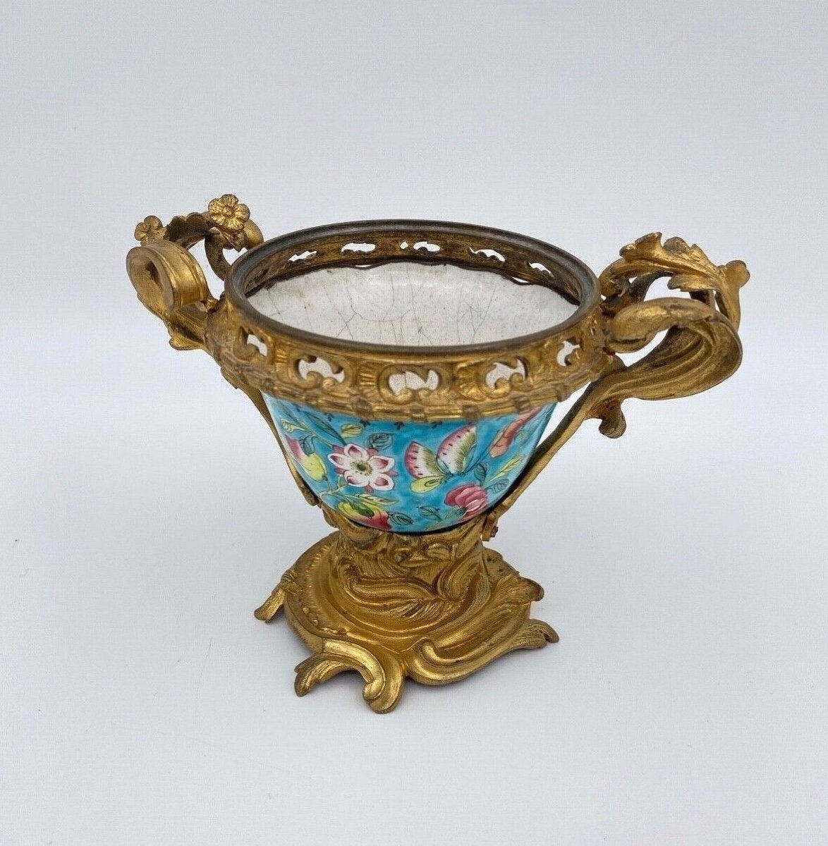 Coupe en émail Chine XIXe montée bronze doré Louis XV-photo-2