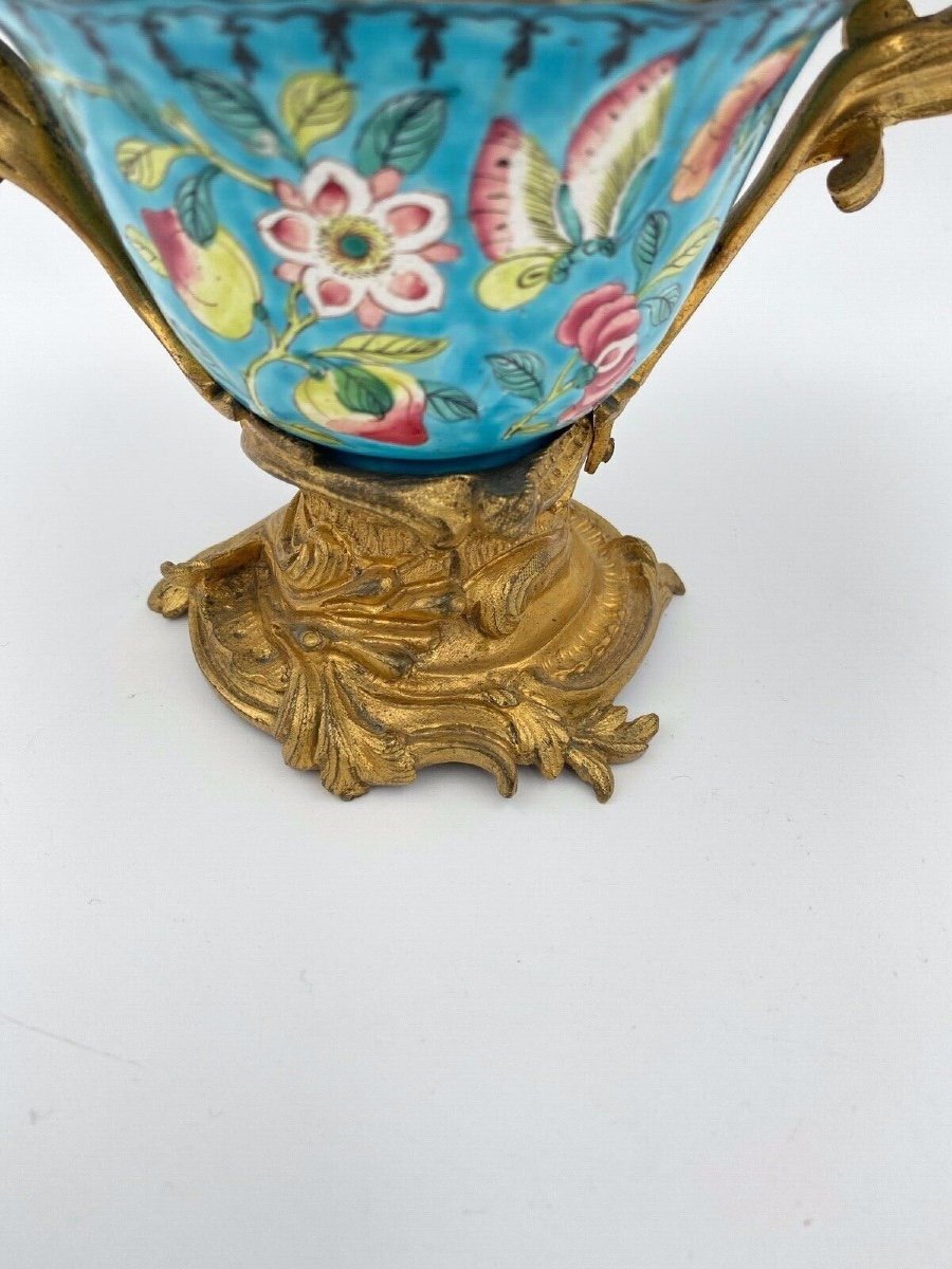 Coupe en émail Chine XIXe montée bronze doré Louis XV-photo-4