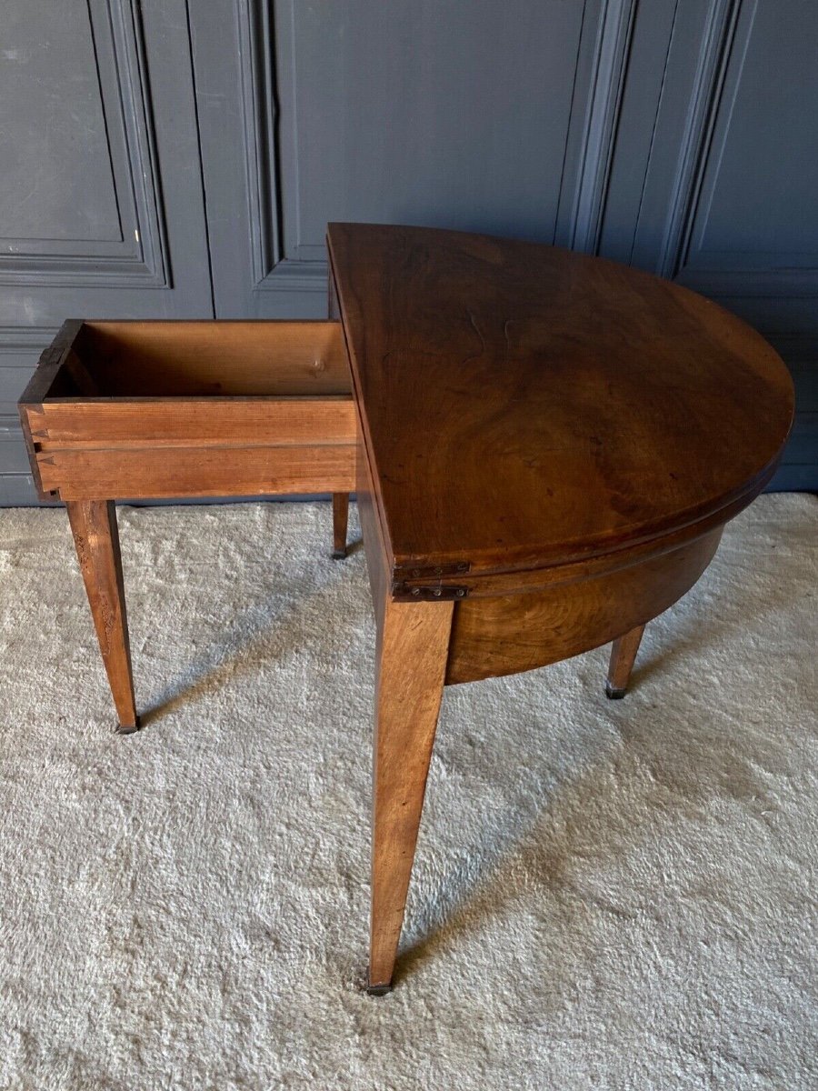 Half-moon Console In Walnut, First Part Of The 19th Century, 3 Feet With System-photo-1